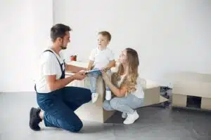 family moving and using a boxes